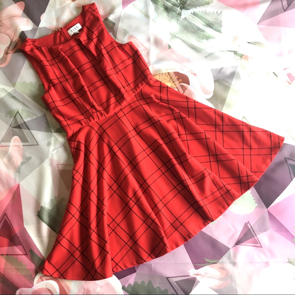 Elle - Red Plaid Dress